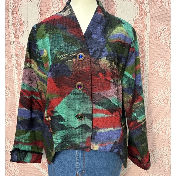 Jackets & Blazers - Vintage 90s Abstract Art Button Jacket Sz M/Lg